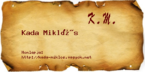 Kada Miklós névjegykártya